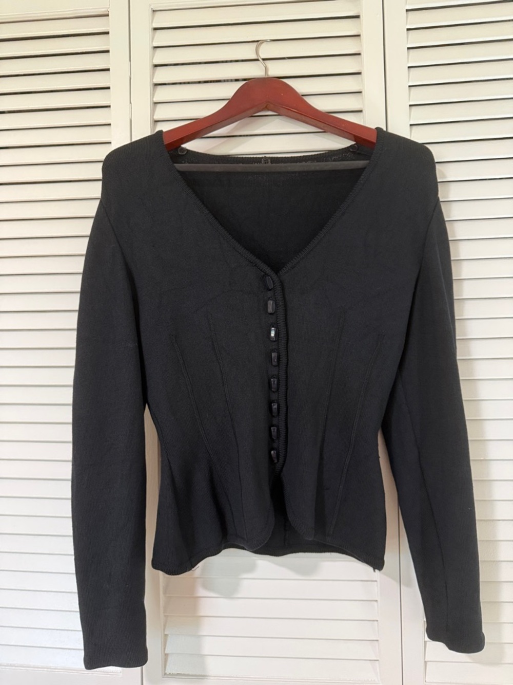Black V-Neck Button Front Cardigan